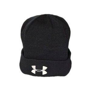 Under Armour Halftime Beanie Black Cuffed Knit Hat Lined Stretch Winter Unisex